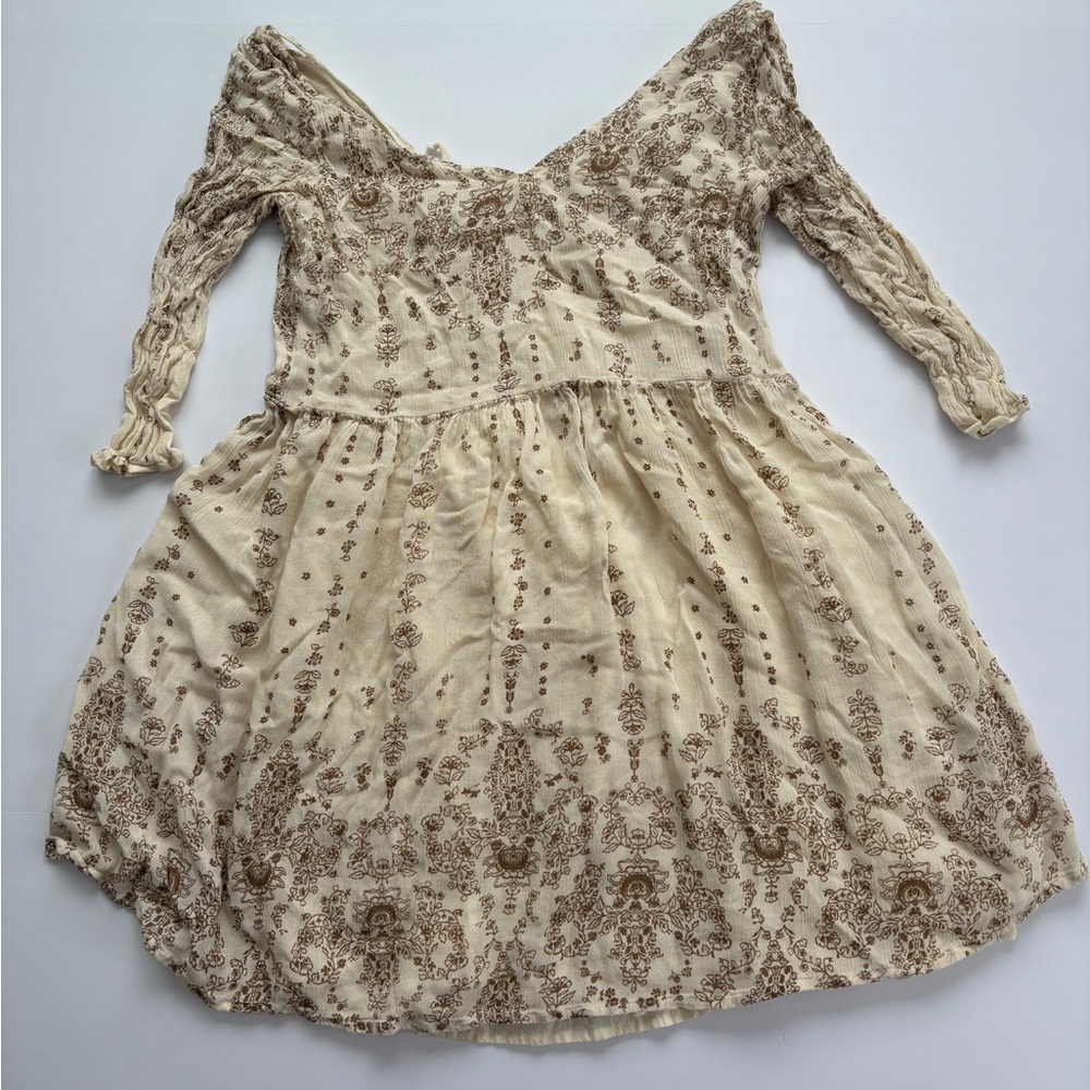 Altar'd State Cream and Brown Casual Dress